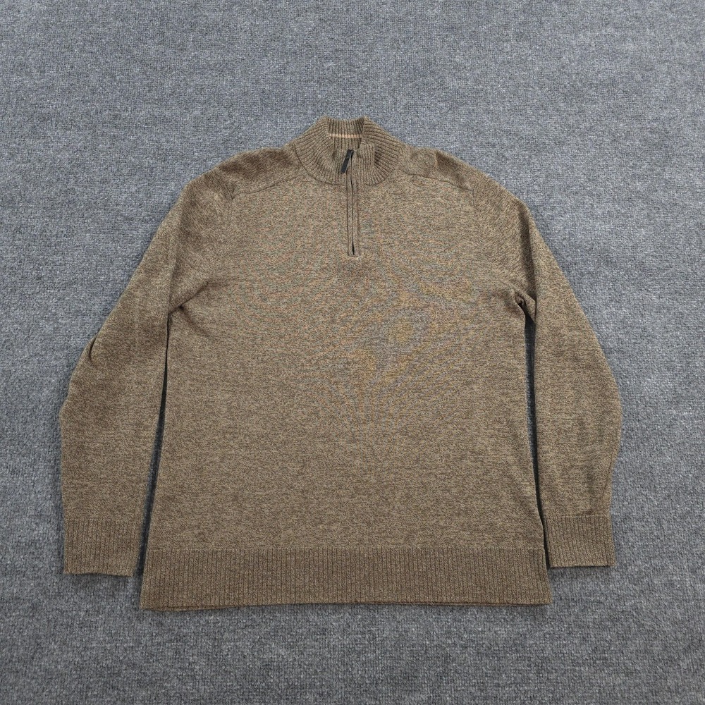 Smartwool Sweater Mens L Brown Sparwood Half Zip Wool Blend Knit Pullover Hiking